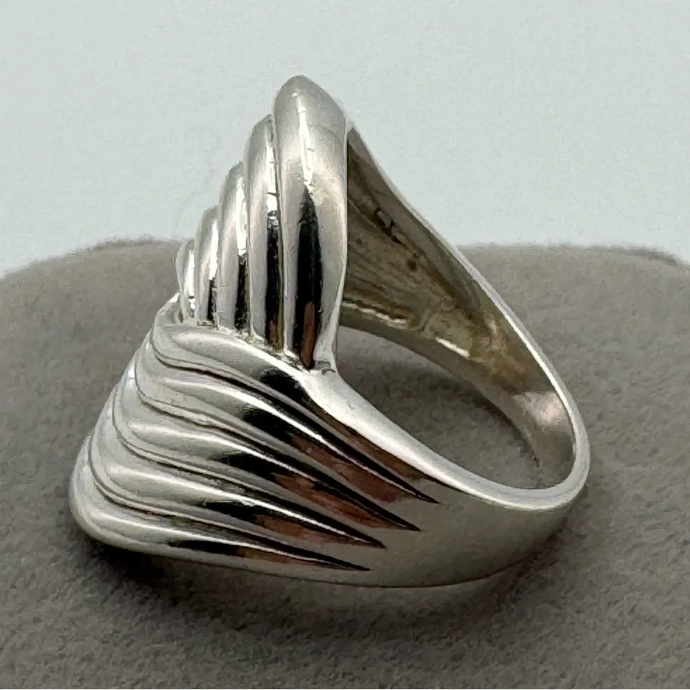 Sterling Silver Sculptural Swirl Statement Ring | Modern Wide Band Size 6.5